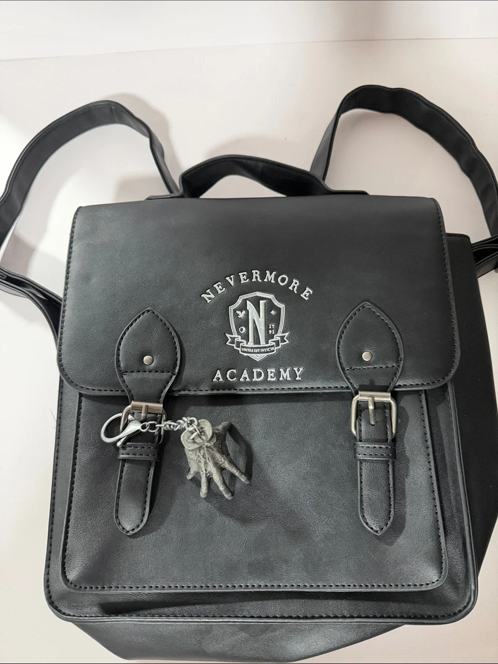 Nevermore Academy Black Faux Leather Backpack